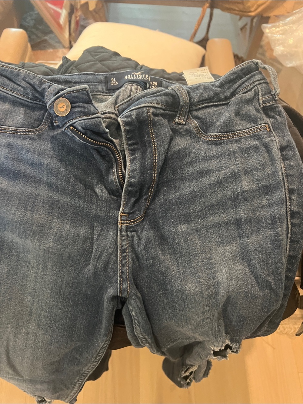 Hollister Women's Faded Blue Boyfriend Denim Jeans